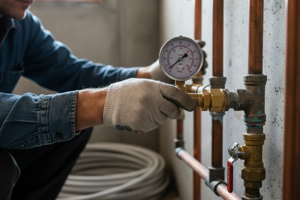 Pressure testing a repaired line during Water Line Repair in Henrico